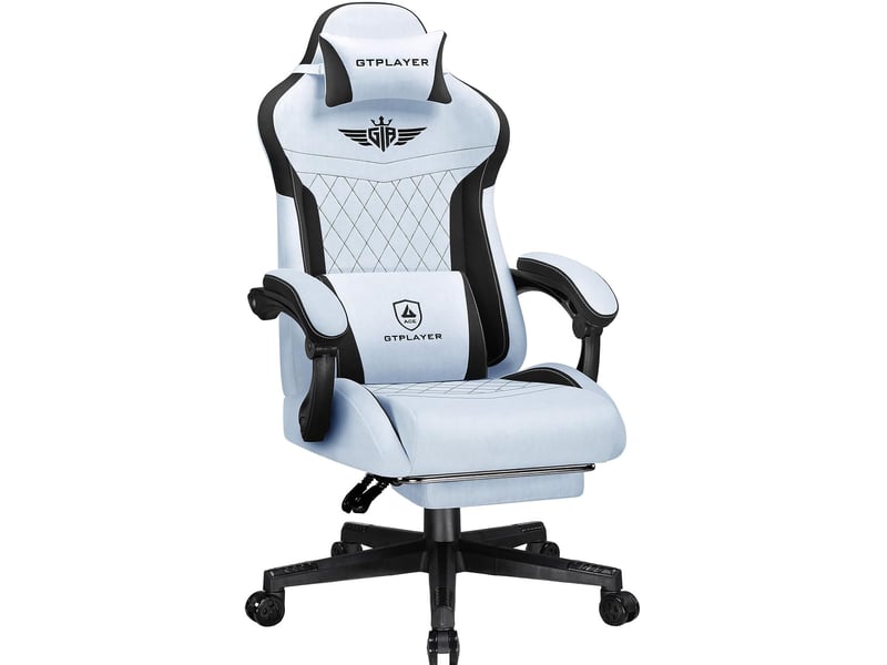  Gtplayer ergonomic gaming chair with lumbar support and wide backrest 150kg - flannel light blue GT832-LBL - Conforama A