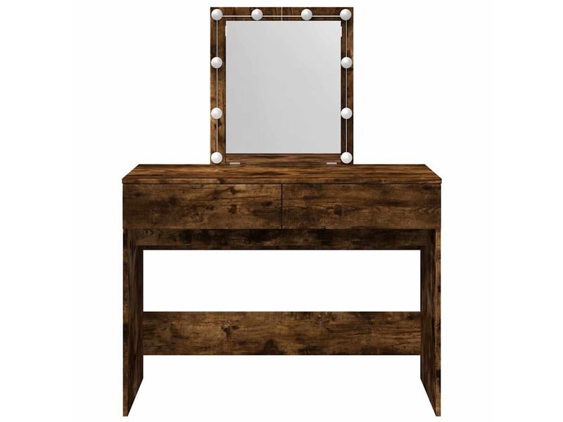  Coiffeuse, table de maquillage avec led chêne fumé 100x40x130 cm  - Conforama E