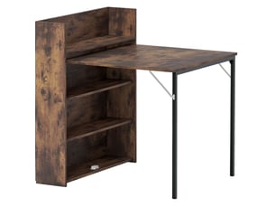 Table à manger pliante avec étagère 80x90x93 cm – bois rustique – gain de place pour petits espaces