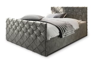 Lit avec rangement 140x200 cm <strong>MASSENO</strong> <strong></strong> coloris gris