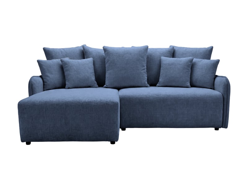 Portofino - canapé d'angle convertible tissu chenille 3 places bleu - Conforama A