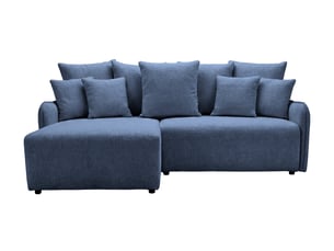 Canapé d'angle réversible convertible CASANOVA  3 places Tissu bleu avec coffre de rangement