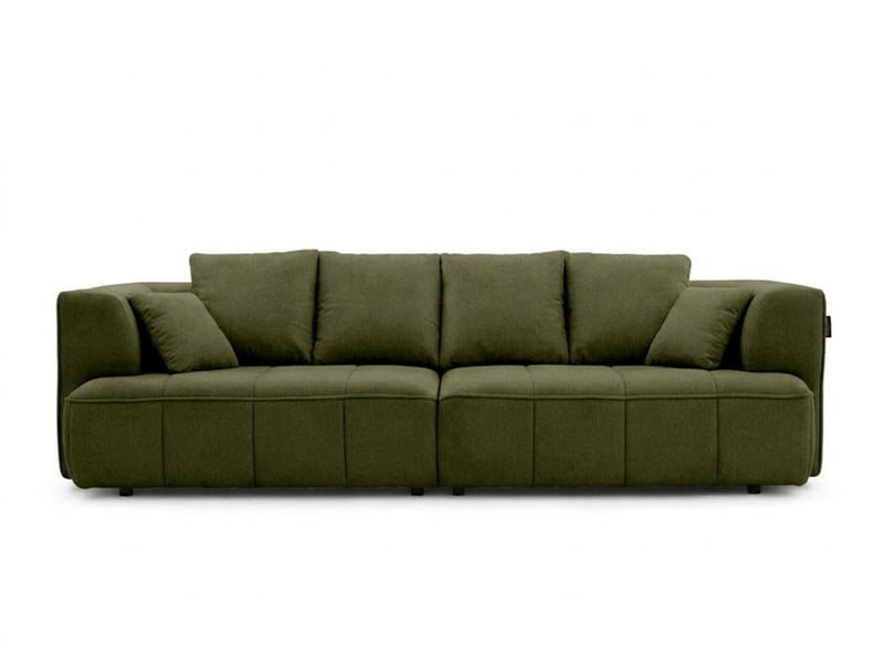  Bobochic canapé droit convertible double avance-recule électrique clovis tissu lisse vert CLOVIS - Conforama A