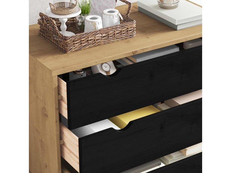  Commode, armoire à tiroirs bureau otta noir 76,5x39,5x90 cm bois de pin massif  - Conforama D