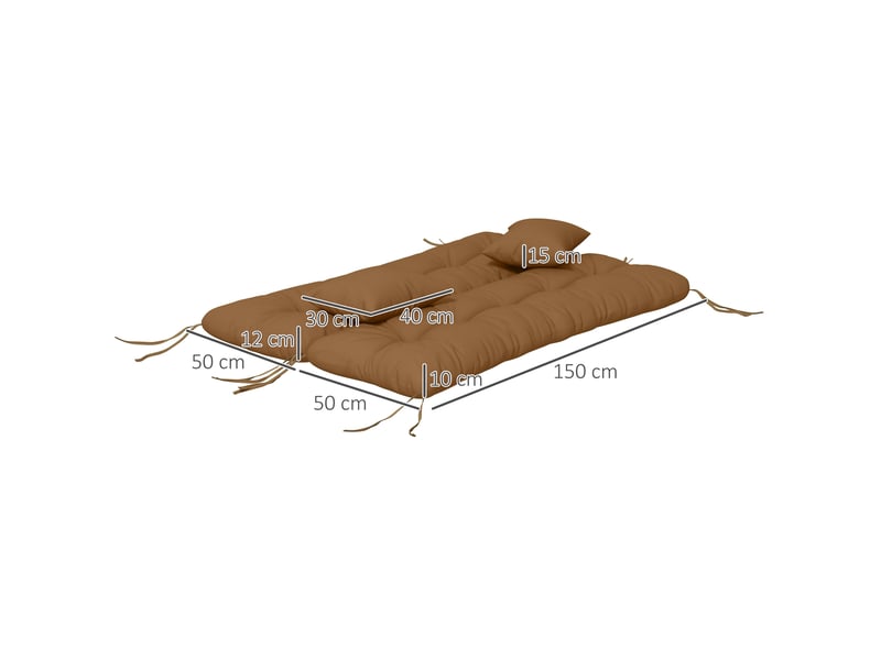  Lot de 4 coussins d'assise, 150 x 50 cm, imperméables, avec attaches, 10 cm d'épaisseur, couleur beige.  - Conforama E