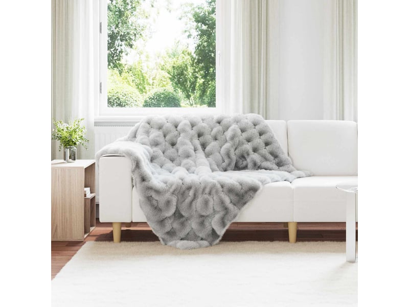 Couverture décorative, couverture antidérapante en fausse de lapin olite gris shl15190 - Conforama B