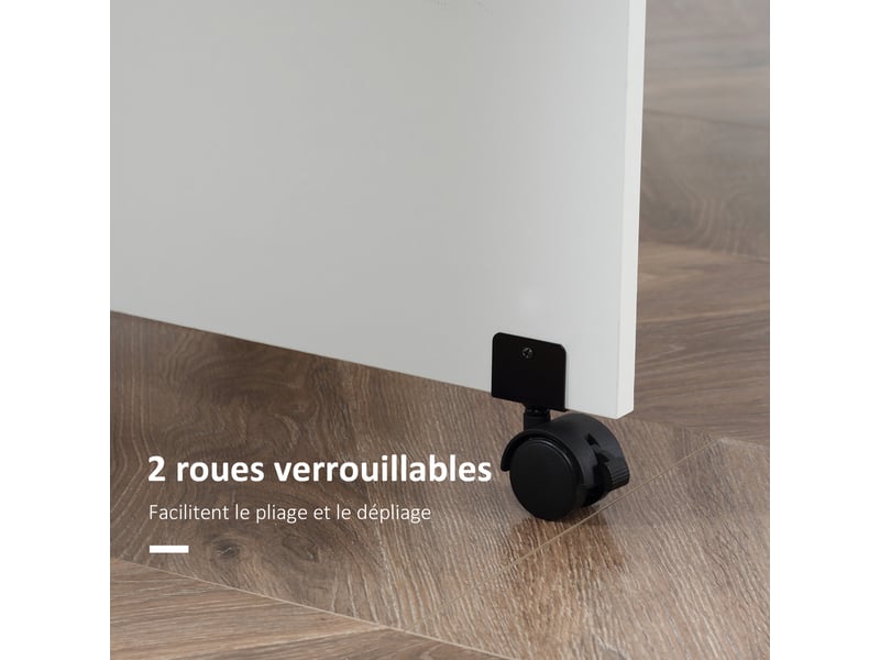  Table pliante de cuisine salle à manger amovible sur roulettes blanc 75l x 140l x 74h cm  - Conforama R
