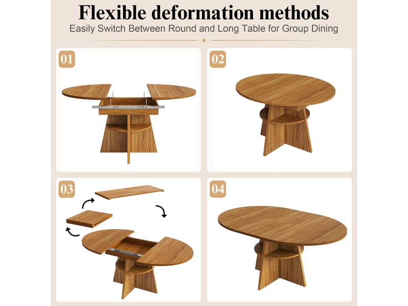  Table de salle à manger extensible 2 à 8 personnes avec rangement 110-150×110×76 cm mdf marron foncé  - Conforama C