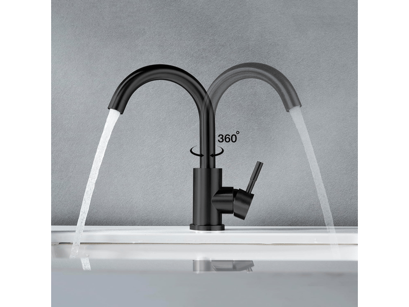  Robinet d'évier monotrou simple et moderne, robinet d'évier à poignée unique pour évier de cuisine ou de salle de bain, noir  - Conforama E