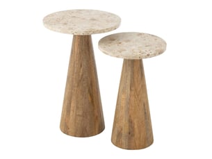 Lot de 2 tables d'appoint en marbre eula 53cm beige