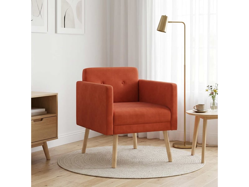  Vidaxl chaise d'appoint rouge orange tissu en velours côtelé  - Conforama B