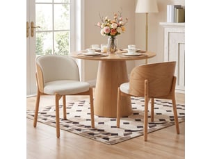 Chaise de salle à manger lot de 6 avec dossier enveloppant et assise rembourrée en tissu et bois naturel