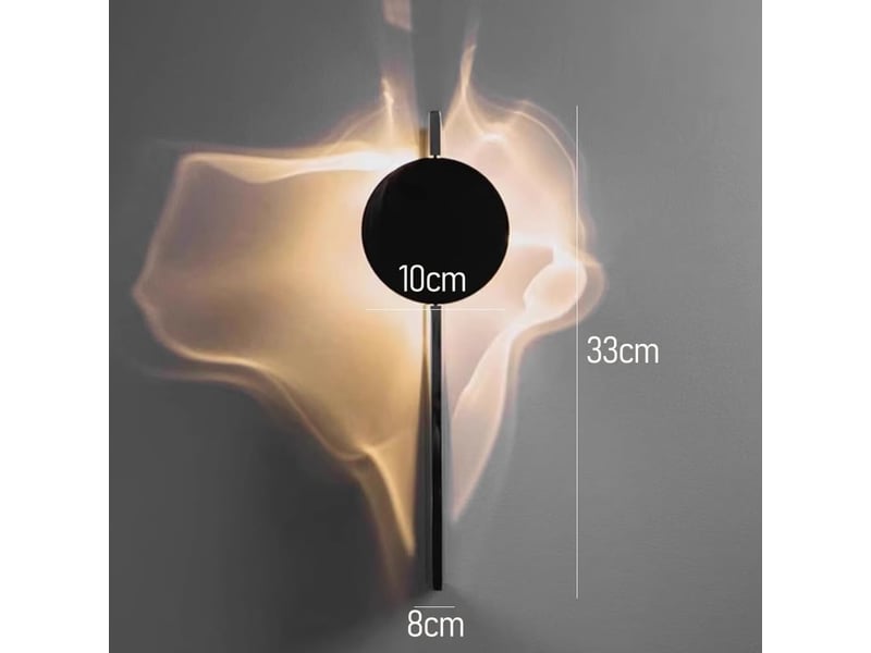  Applique muraux led wave 180° rotatif noir rond lampe murale intérieur vagues d'eau décoration  - Conforama B