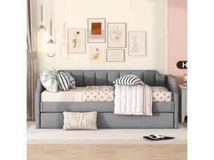 Lit gigogne 90x200 cm <strong>KORFEE</strong>  <strong></strong> coloris gris