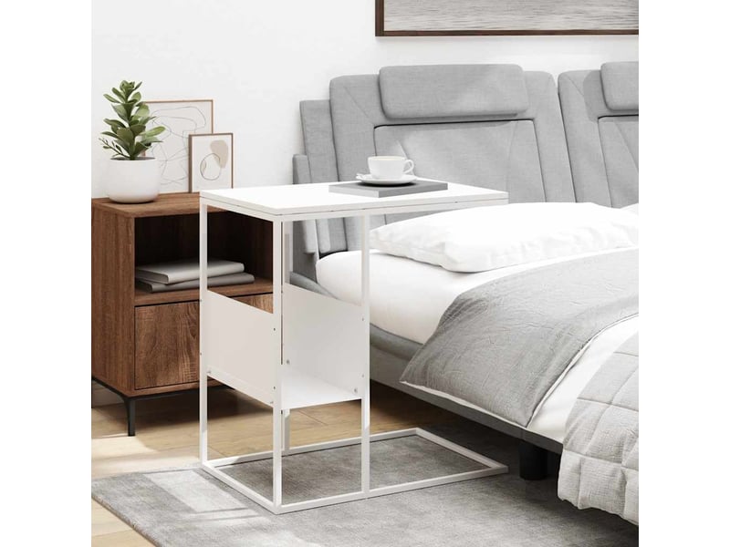  Table d'appoint | bout de canapé table basse blanc 55x36x59,5 cm bois d'ingénierie shl9817  - Conforama C