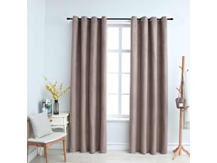 Lot de 2 rideaux occultants, rideaux black-out avec anneaux en métal taupe 140x245 cm cf44854