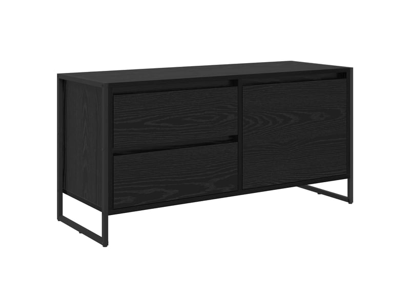  Meuble tv - banc tv - meuble de rangement 100 x 36 x 49.5 cm chêne noir bois d'ingénierie  - Conforama A