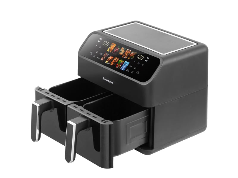  Friteuse à air chaud 9 l xxl double chambre 36 x 32 x 31 cm – noir – led, minuterie 1 à 60 min  - Conforama D