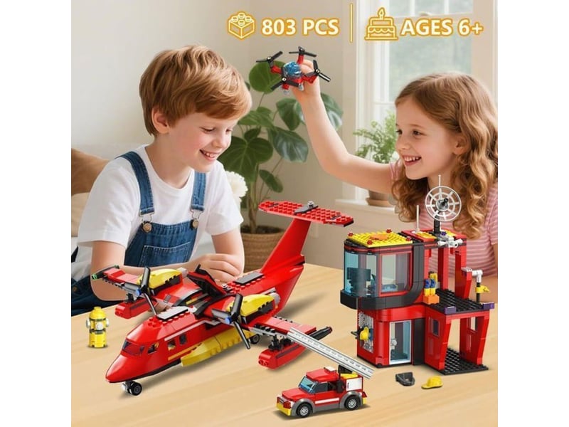  Jeu de construction 3 en 1 rescue avion helicoptere + camion de pompiers echelle extensible 151498_AABFD28342_6_DROPFR - Conforama C