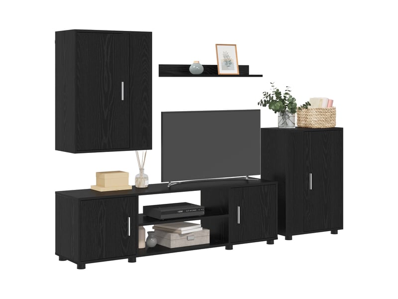  Ensemble meuble tv - banc tv - meuble de rangement chêne noir bois d'ingénierie  - Conforama C
