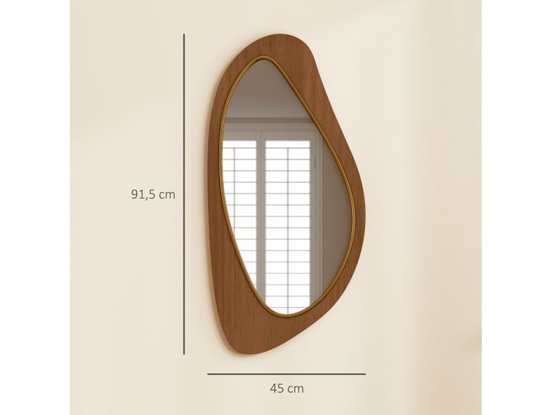  Miroir mural décoratif 91,5 x 45 x 3 cm – naturel – forme organique avec crochets métalliques  - Conforama C