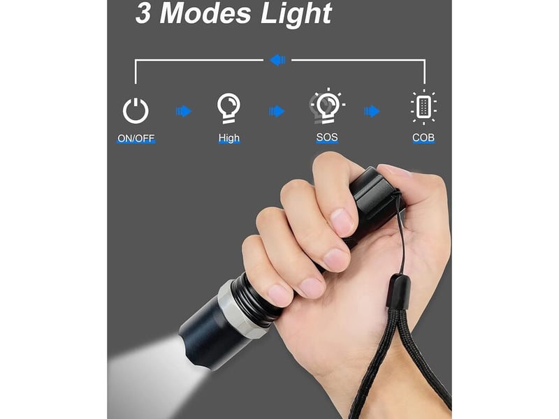  1 pièce lampe de poche led rechargeable zoom longue durée lampe de poche en aluminium 3 modes étanche [classe énergétique a+]-  - Conforama D
