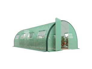 Serre de jardin tunnel serres tunnel 18 m² 8 fenêtres 2 portes articulées toile pe structure en fer galvanisé vert