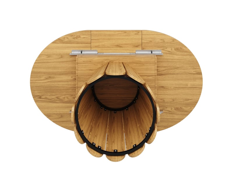  Table de cuisine 118-158 cm, plateau bois massif table à manger, table extensible ovale, capacité 6 personnes, finition bois naturel  - Conforama C