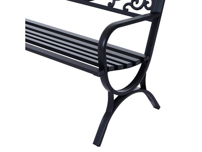  Banc de jardin 3 places dim. 127 x 60 x 85 cm max 250 kg acier fonte noir  - Conforama E