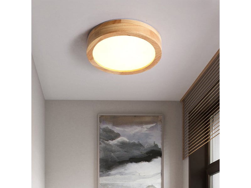  Plafonnier bois  luminaire plafonnier plafonnier rond plat nordique   23x5cm  - Conforama B