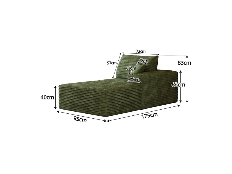 Canapé lit vert 2 places, canapé droit convertible compact 175 cm, couchage d'appoint gain de place pour salon - Conforama W