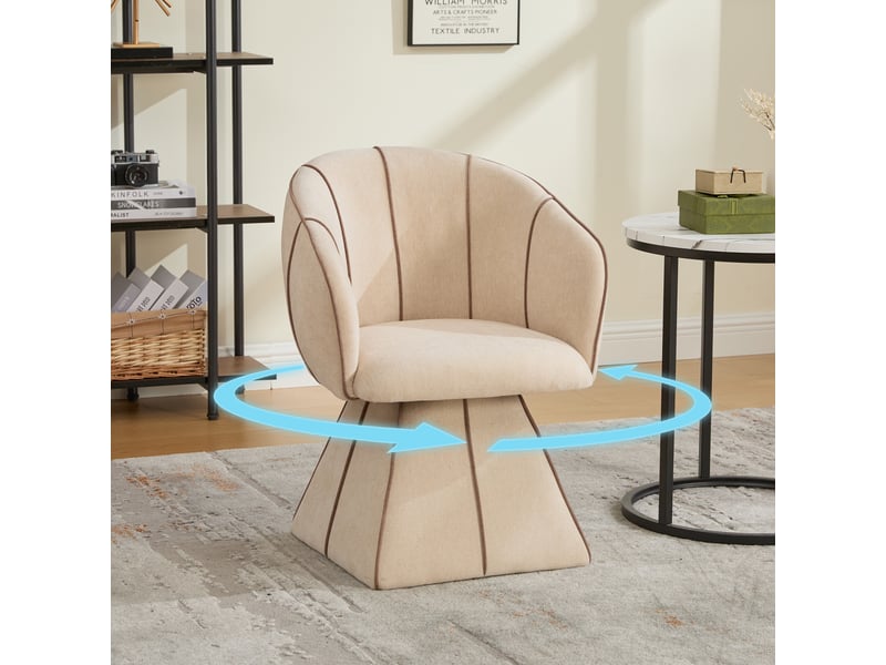 Fauteuil pivotant individuel 56 x 54 x 74,5 cm - siège relax ergonomique pour adultes et adolescents - chenille - brun camel - Conforama B