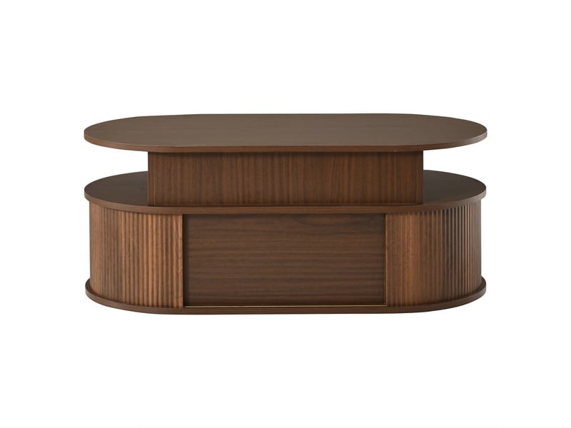  Table basse ovale relevable 100x50 cm aspect noyer avec rangements IKSETERA TRADING LTD - Conforama W