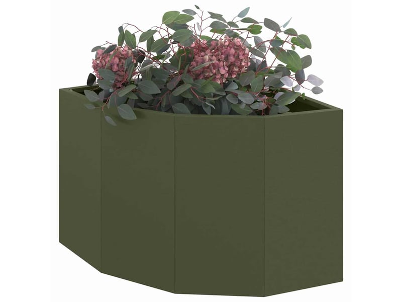 Jardinière - bac à fleurs d'angle vert olive 45 x 45 x 35 cm acier - Conforama C