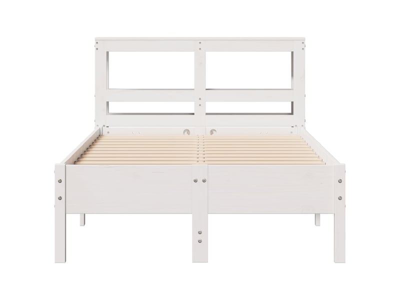  Lit double- lit adulte -  cadre de lit sans matelas blanc 120x200 cm bois de pin massif  - Conforama C