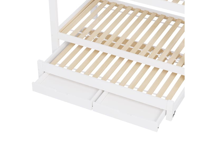  Lits superposés 90 x 200 cm avec lit gigogne, 2 tiroirs et armoire - blanc C-CRAFTLINK - Conforama D