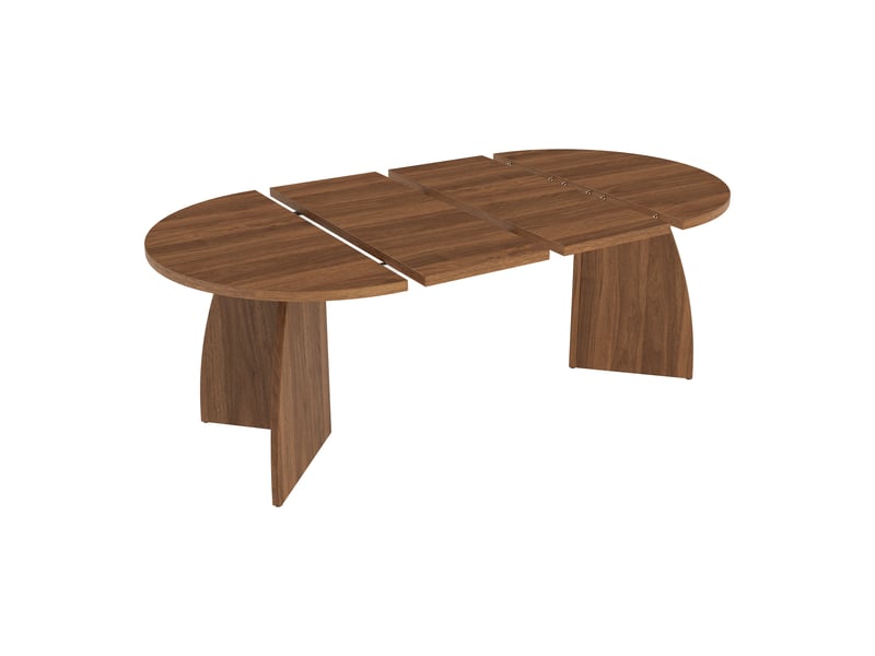  Table à cuisine ovale avec allonge marron - 100x100-180max.cm mdf  - Conforama E