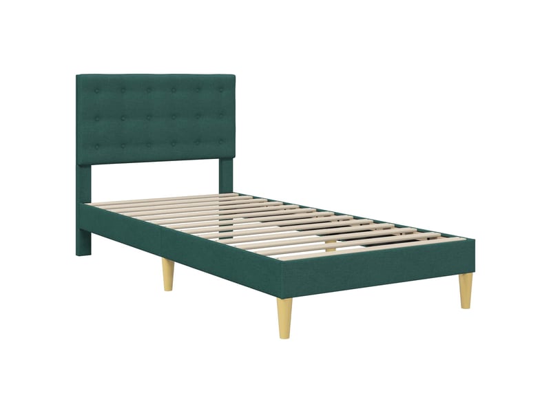  Lit simple- lit adulte -  cadre de lit avec tête de lit vert foncé 80 x 200 cm tissu  - Conforama B