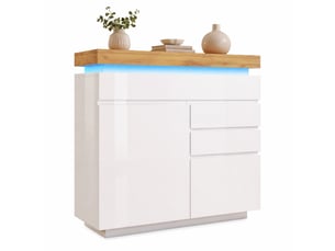 Buffet 2 porte(s)  3 tiroir(s) MEUBLIV  - 110 cm coloris blanc 