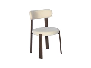 Lot de 2 chaises vintage acier effet bois foncé et tissu texturé crème - gloria