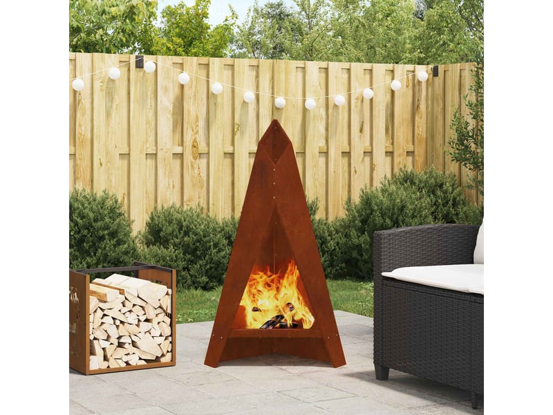  Brasero exterieur, foyer rouillé 58x40x100 cm acier patiné  - Conforama B