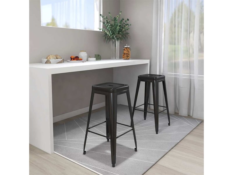  Lot de 2 tabouret de bar empilables noir métal  - Conforama B
