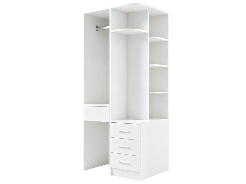Armoire dressing,70x55x175 cm,avec penderie, étagères et tiroirs,mdf,blanche - Conforama E