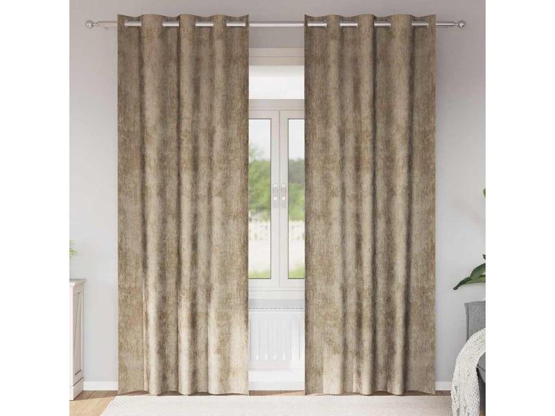  Lot de 2 rideaux en velours, rideaux de fenêtre champagne 260 x 140 cm velours cf44180  - Conforama B