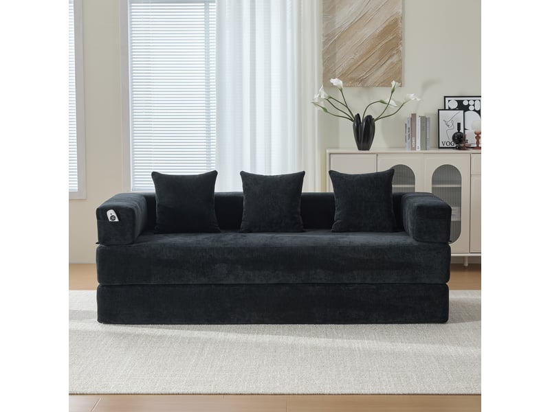 Canapé modulable chenille block ultra doux poches latérales rangement dessous antidérapant diy - Conforama B