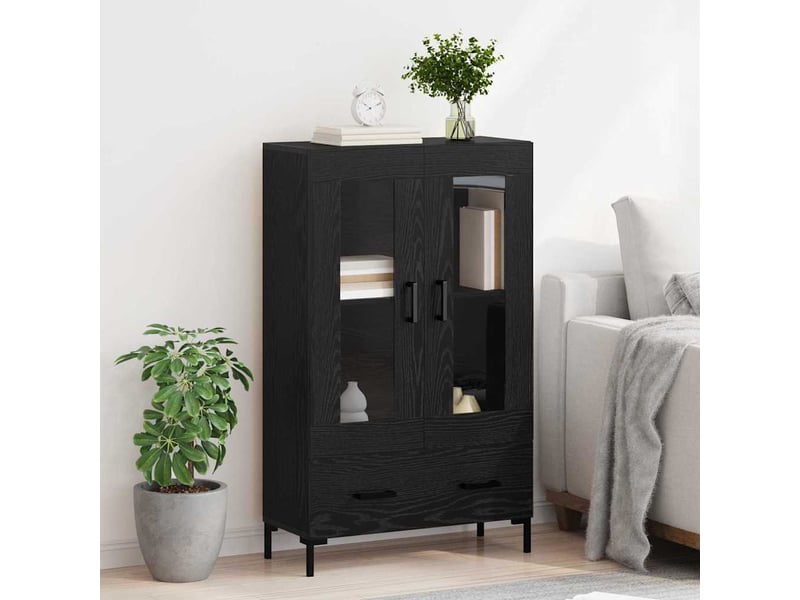  Buffet - haut armoire chêne noir 69,5 x 31 x 115 cm bois d'ingénierie  - Conforama D