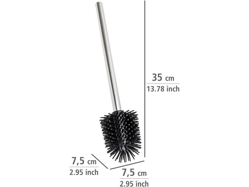  Brosse de silicone avec manche acier inox brosse de toilette avec tête de rechange en silicone brillant  - Conforama D