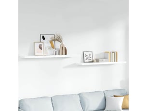 Lot de 2 étagères flottantes, étagères murales blanc brillant 120x23,5x3,8cm mdf cf42269