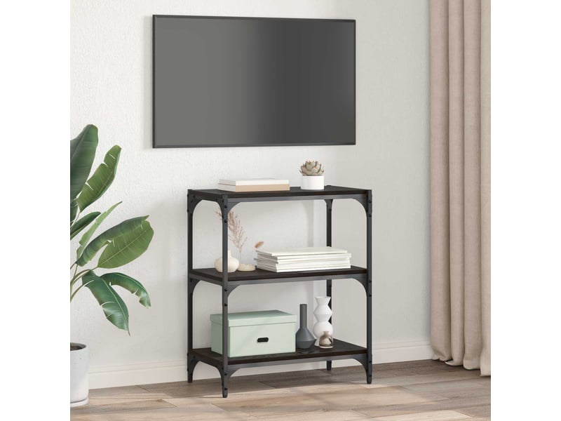  Bibliothèque, meuble de rangement salon chêne noir 60 x 33 x 70,5 cm  - Conforama D