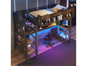 Lit mezzanine 90x200 cm coloris noir